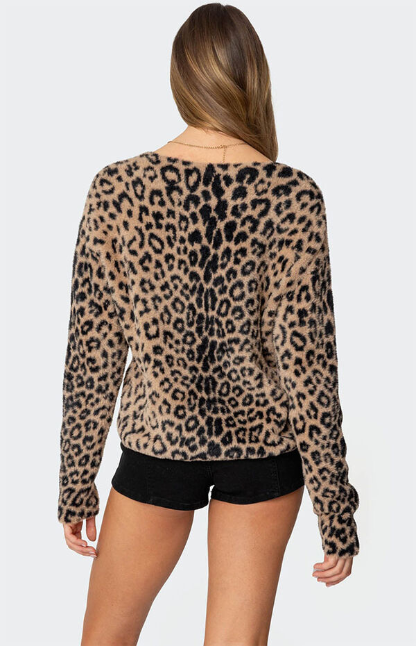 Edikted Leopard Printed V Neck Cardigan PacSun