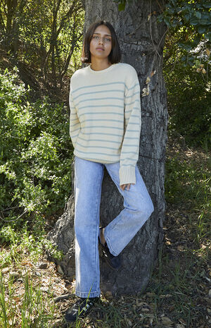 White & Grey Thin Striped Brianna Sweater image number 4