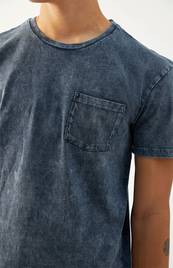 Navy Acid Wash Pocket T-Shirt