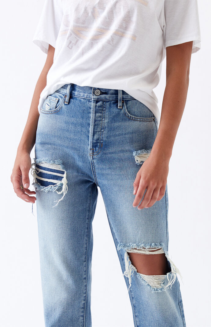 PacSun Light Ripped High Rise Straight Leg Jeans at