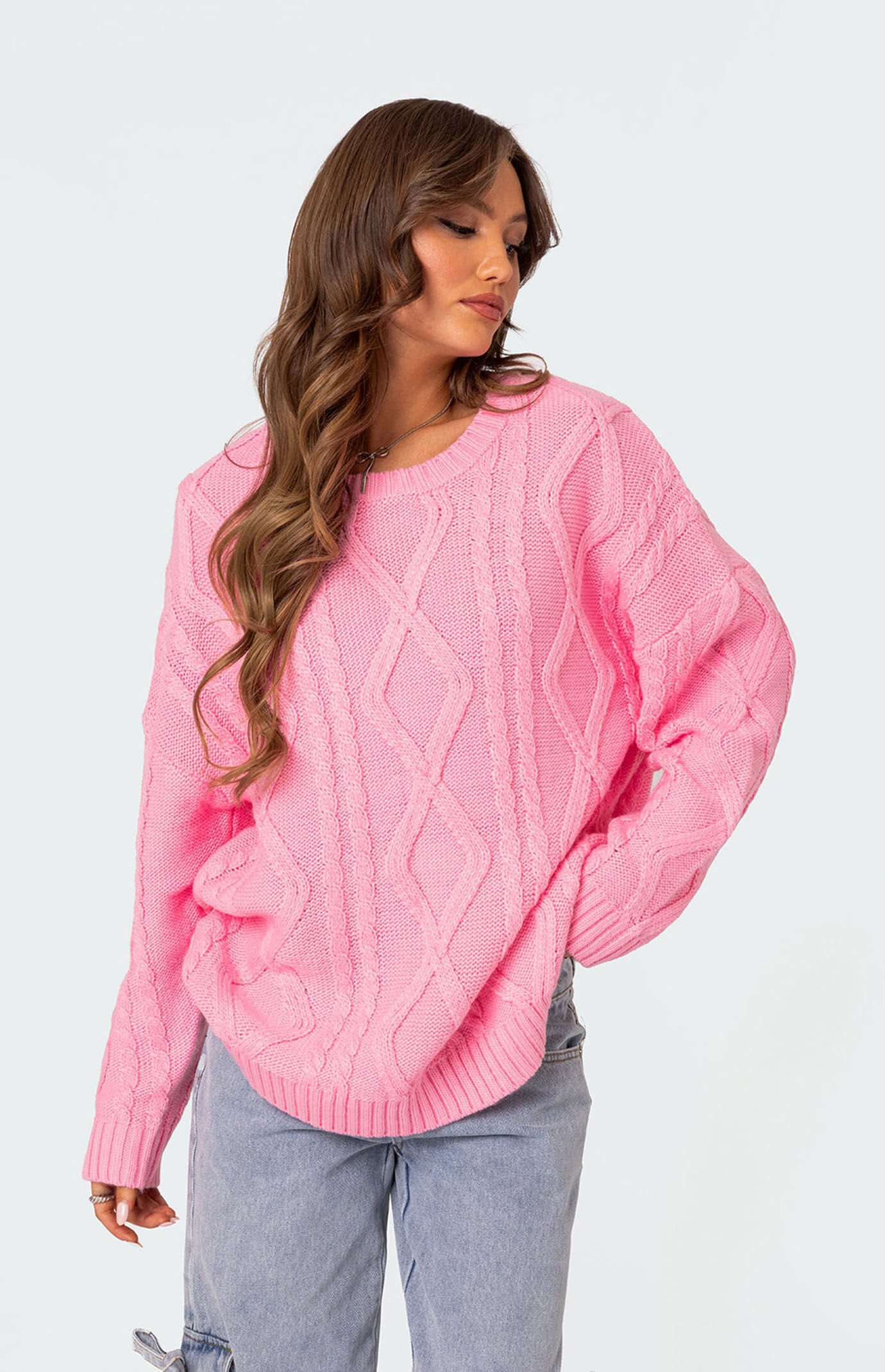 Buy Supreme Appliqué Cable Knit Sweater 'Pink' - FW23SK19