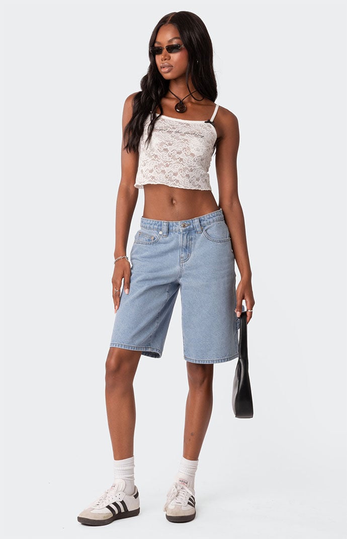 【COLOR iN ID】Half Autumn Bermuda Denim Zimmermann Lucky Washed Denim Shorts | Saks Fifth Avenue