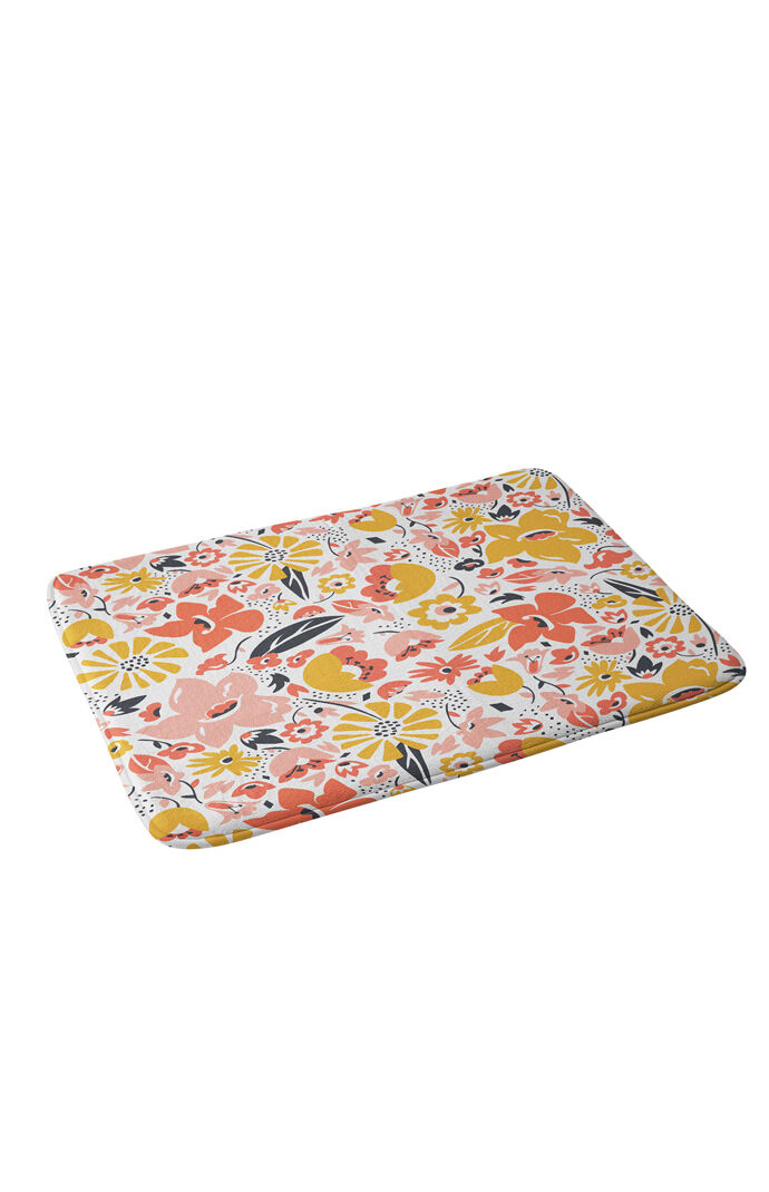 Retro Floral Memory Foam Bath Mat