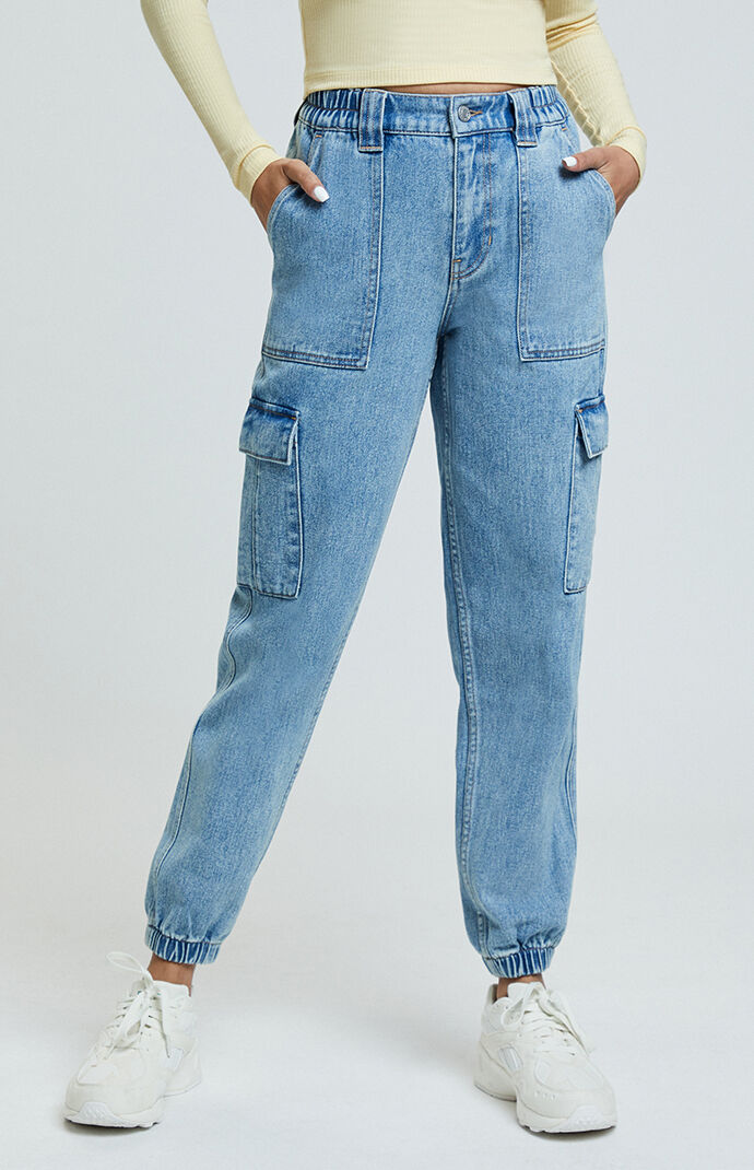 denim cargo joggers womens