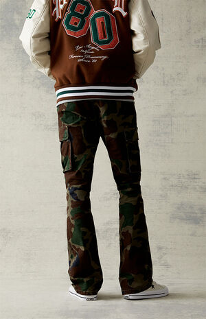Stretch Canvas Camo Slim Boot Cargo Pants image number 4