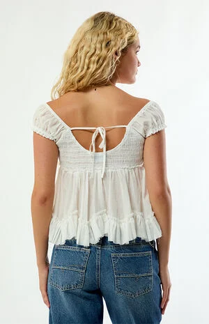 Ellie Lace Trim Button Front Top image number 5