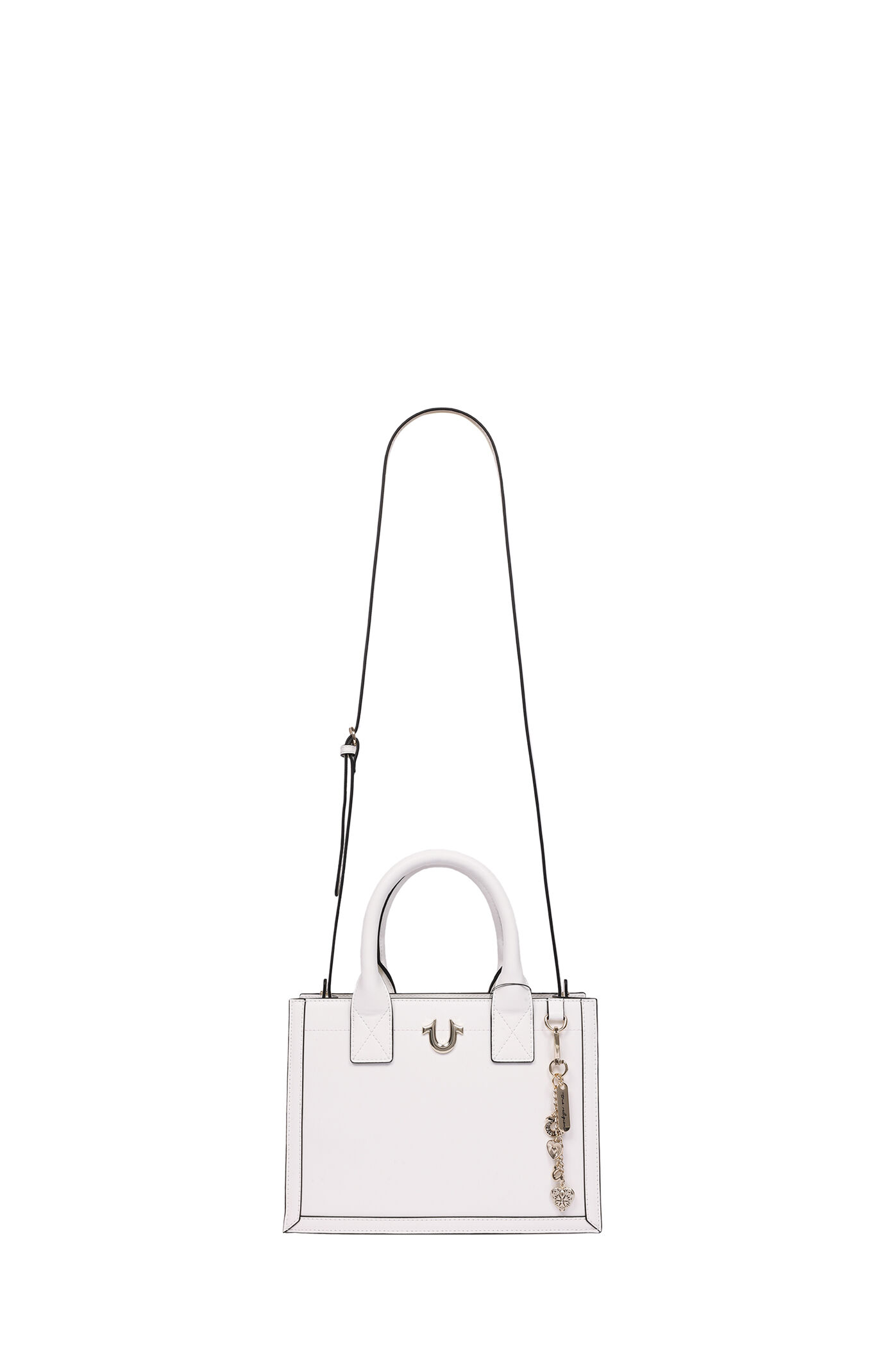 True Religion White Modern Edge Charm Tote Bag