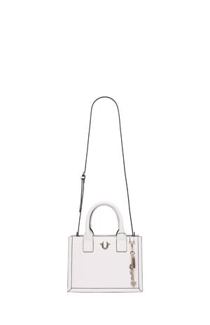 White Modern Edge Charm Tote Bag image number 8