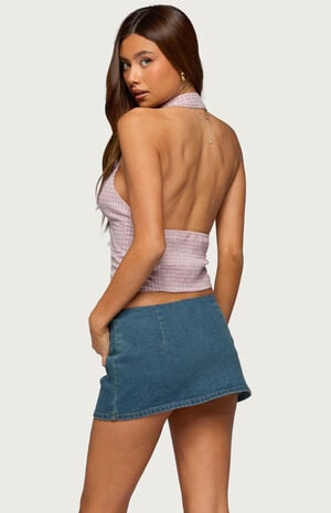 Imrie Plaid Collared Halter Top image number 3