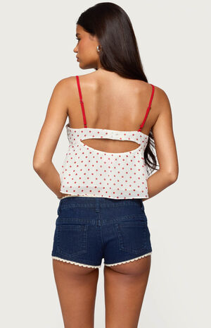 Contrast Polka Dot Cupped Chiffon Top image number 3