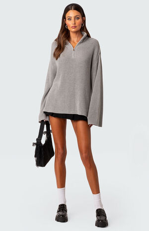 Amour High Neck Oversized Zip Sweater image number 2