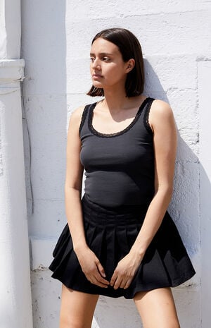 Black Ronnie Lace Trim Tank Top image number 1