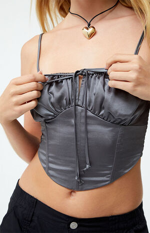 Tie Front Satin Corset Top image number 3