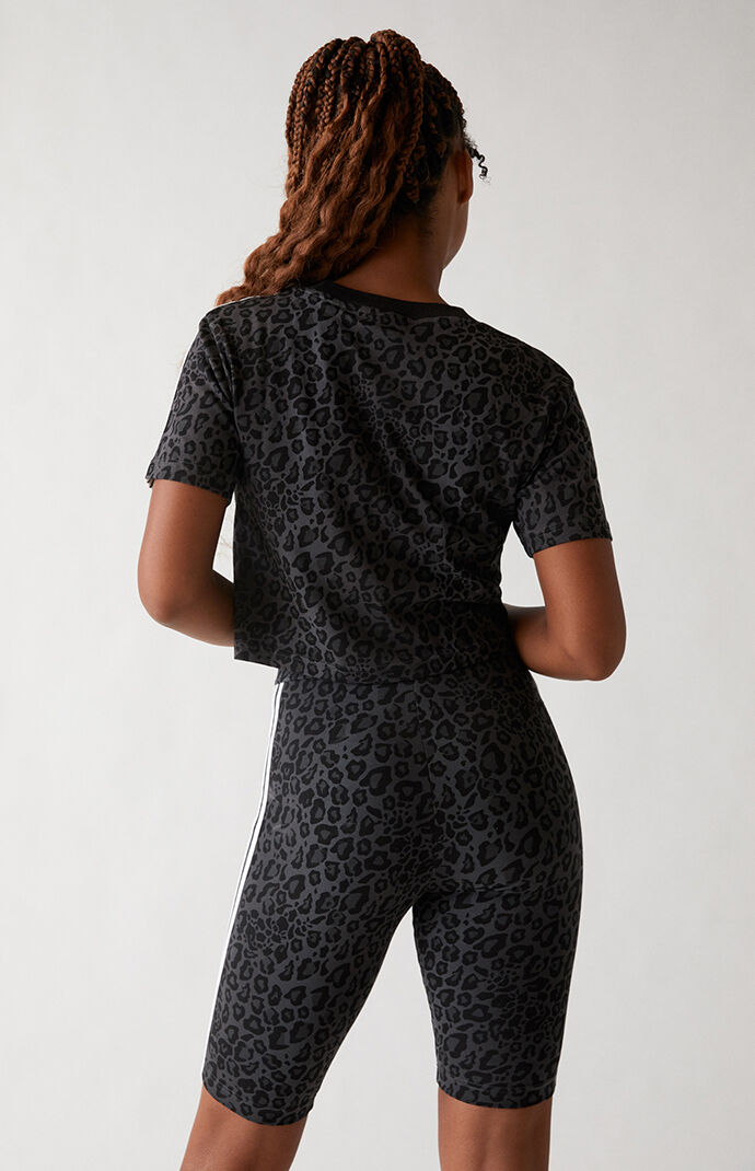 Leopard 3-Stripes Cropped T-Shirt