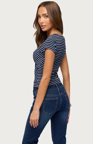 Naame Striped Wrap Top image number 3