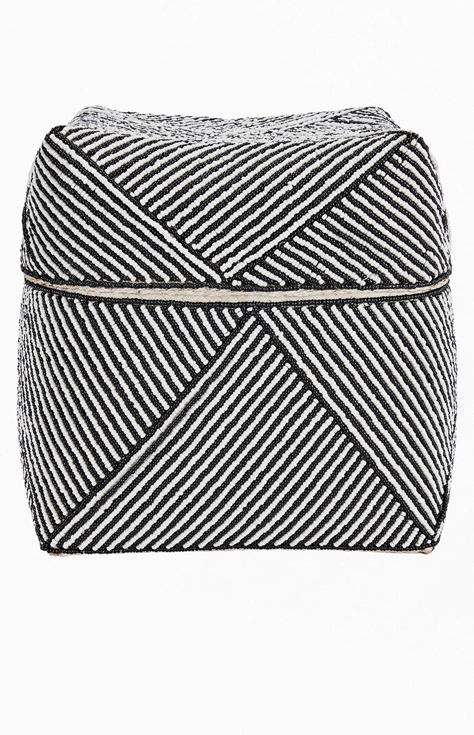 Large Striped Beaded Basket