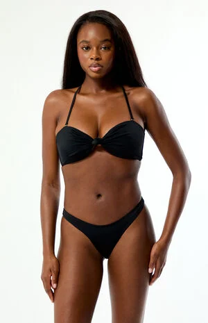 Black Candace Knotted Bandeau Bikini Top image number 3