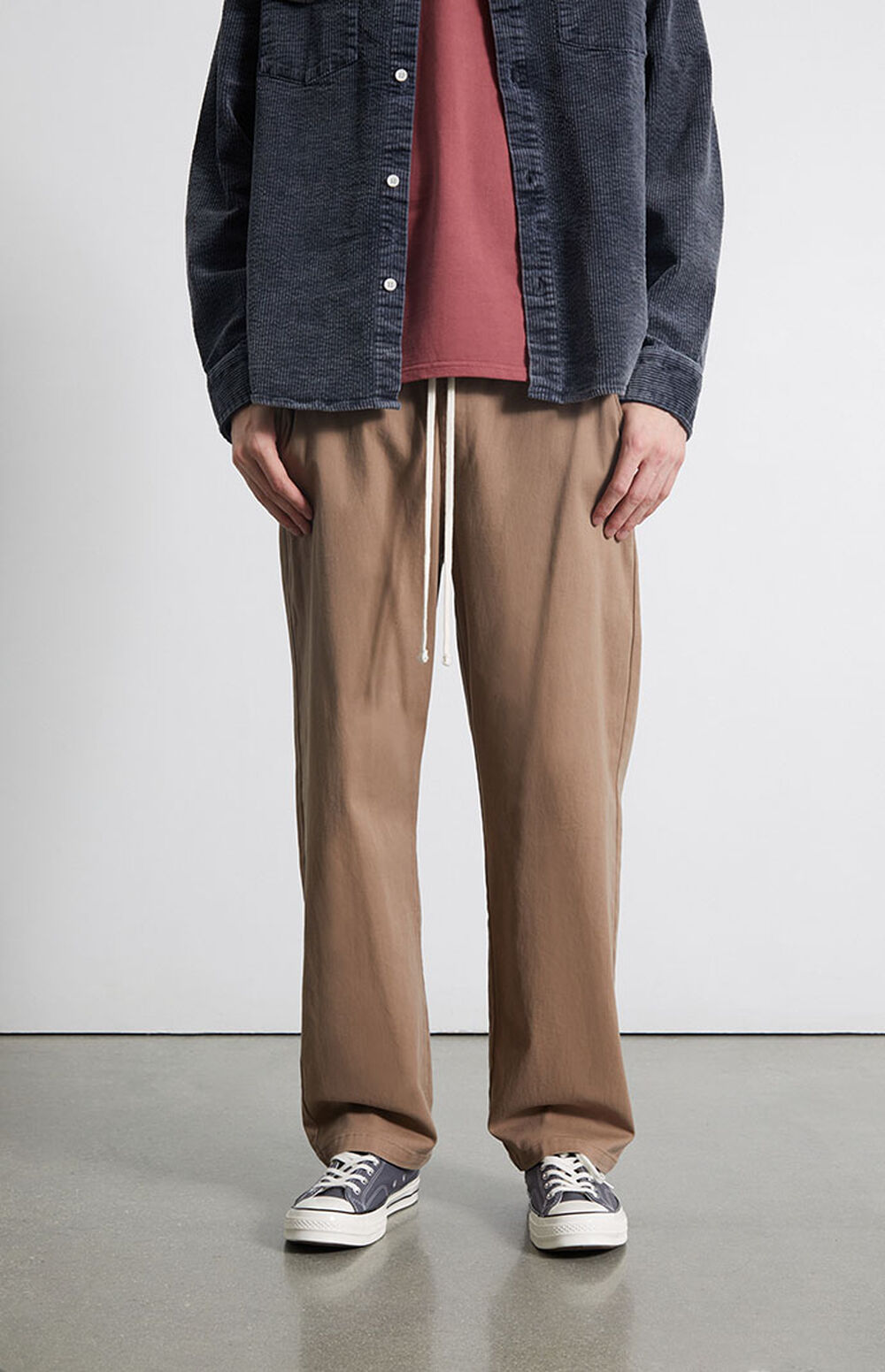 Sun68 Dark Brown Cotton Stretch Straight Mid Waist Trouser Pants