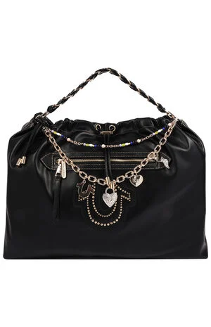 Black Vintage Chain Soft Hobo Bag image number 1