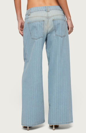 Petite Cory Striped Low Rise Baggy Jeans image number 3