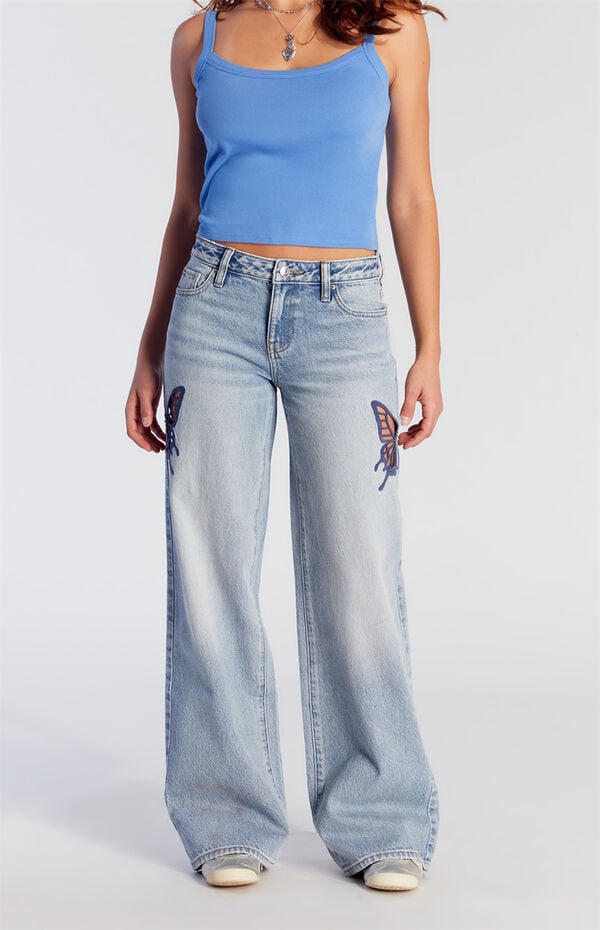 Pacsun Casey Low Rise Baggy Jeans Butterfly Applique