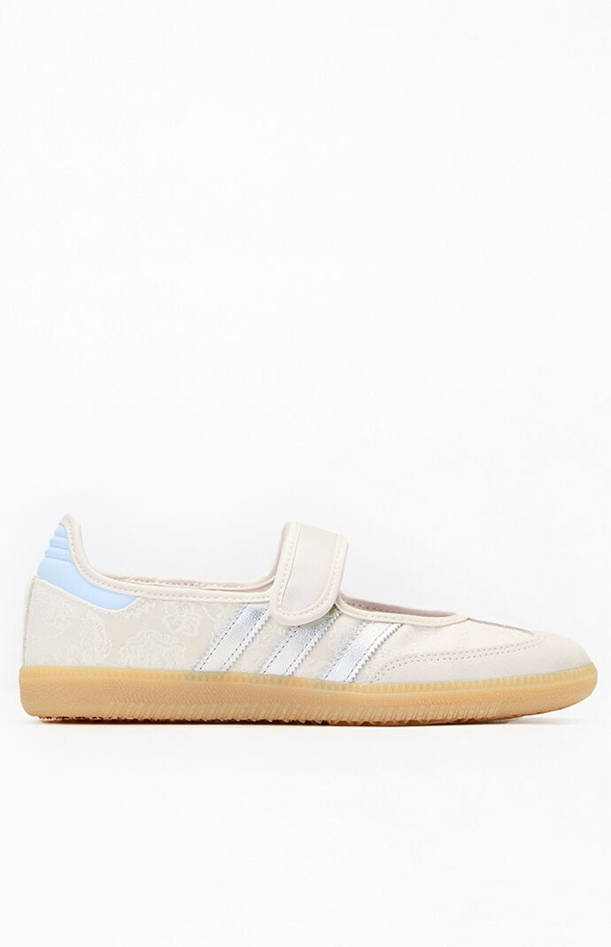 adidas Womenâs Silver Floral Samba Jane Sneakers