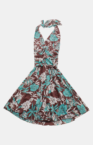 2000s Floral Halter Midi V-Neck Dress image number 1