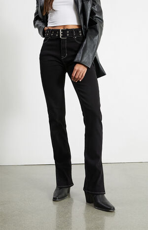 Black Split High Waisted Slim Fit Jeans image number 2