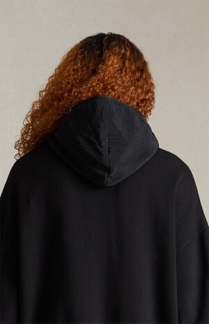Jet Black Nylon Fleece Hoodie image number 4