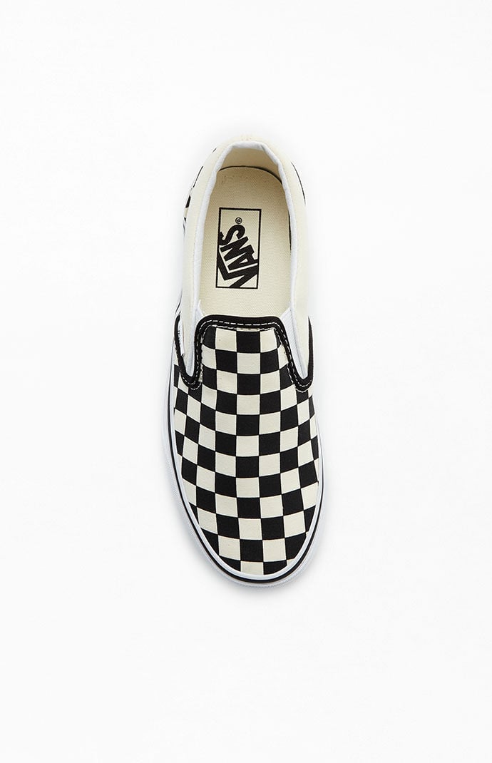 black and white checkered vans slip ons womens