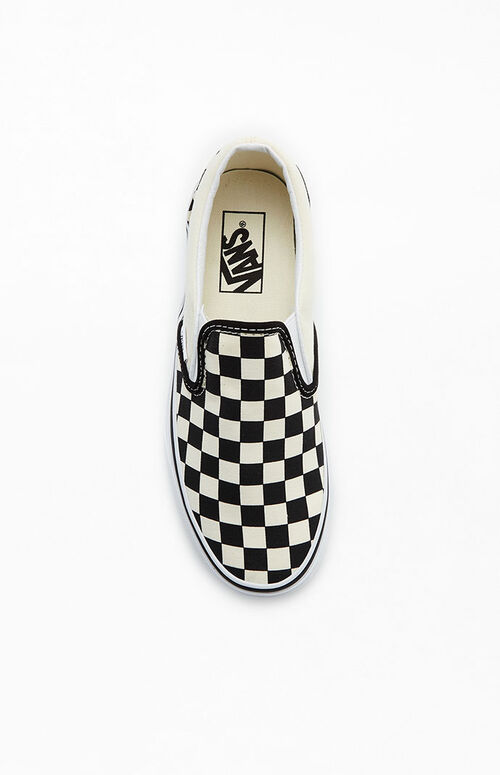 Vans Classic Checkerboard White & Black Slip-On Shoes | PacSun