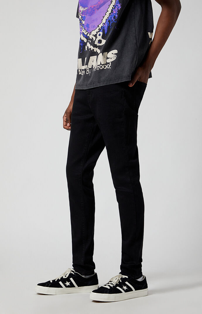Pacsun stacked skinny side sales stripe zip black jeans