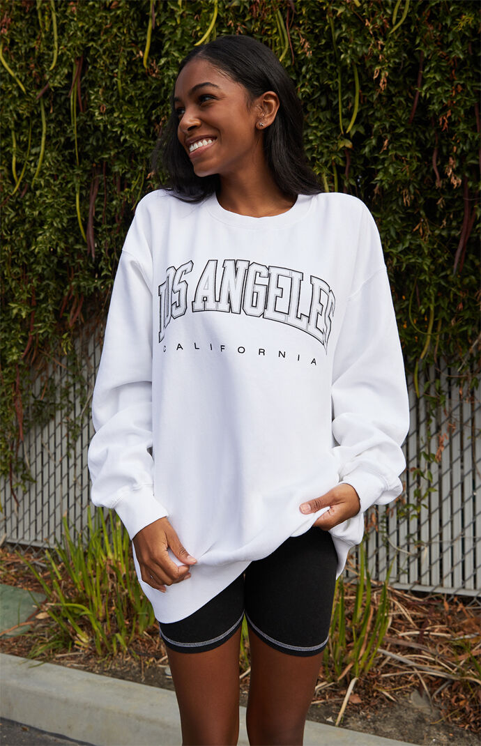 White oversized crew neck deals