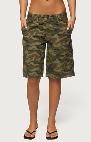 Camo Denim Low Rise Bermuda Shorts image number 1