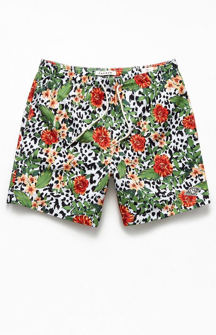 Cheetah Floral 17" Swim Trunks