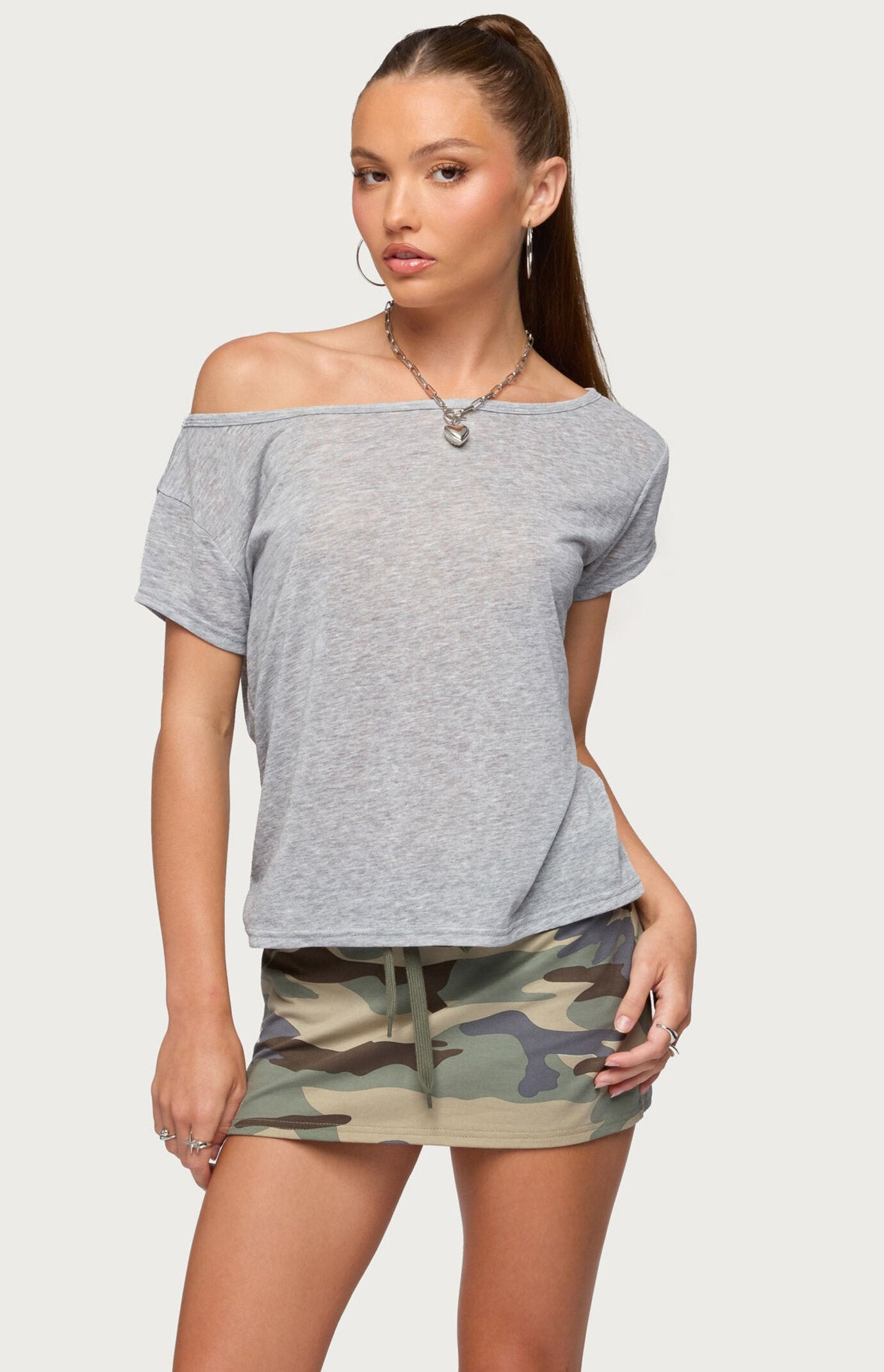 Edikted Amora Off Shoulder Sheer Top
