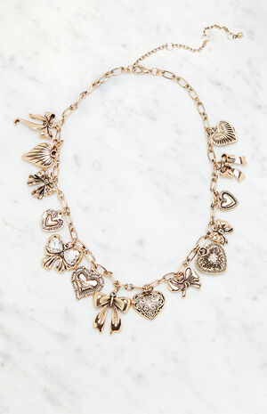 Heart Bow Charm Necklace image number 1