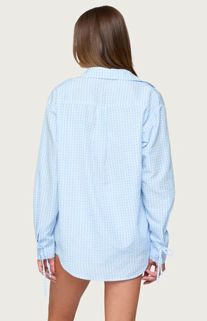 Yaffa Oversized Gingham Button Up Shirt image number 3