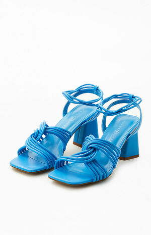 Women's Blue Strappy Heeled Sandals image number 2