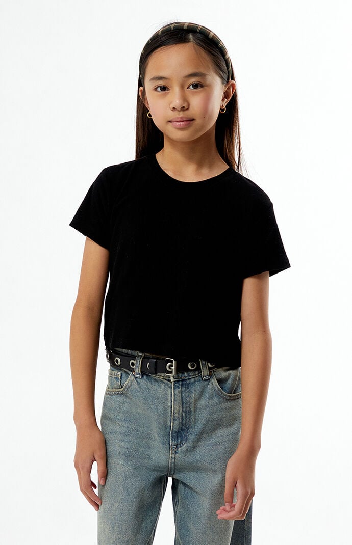 Pacsun Kids Black Ribbed Skimmer T-Shirt