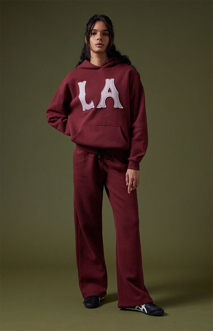 Pacsun Burgundy LA Applique Hoodie