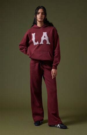 Burgundy LA Applique Hoodie image number 1