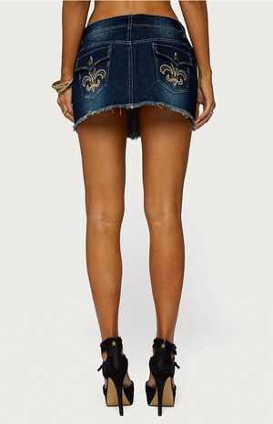 Dreya Embroidered Pocket Denim Mini Skirt image number 3