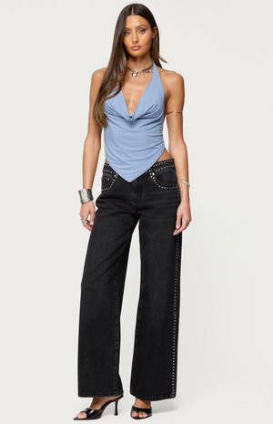 Zenya Backless Cowl Neck Halter Top image number 5