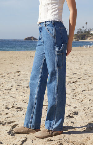 Medium Indigo Carpenter Dad Jeans image number 2