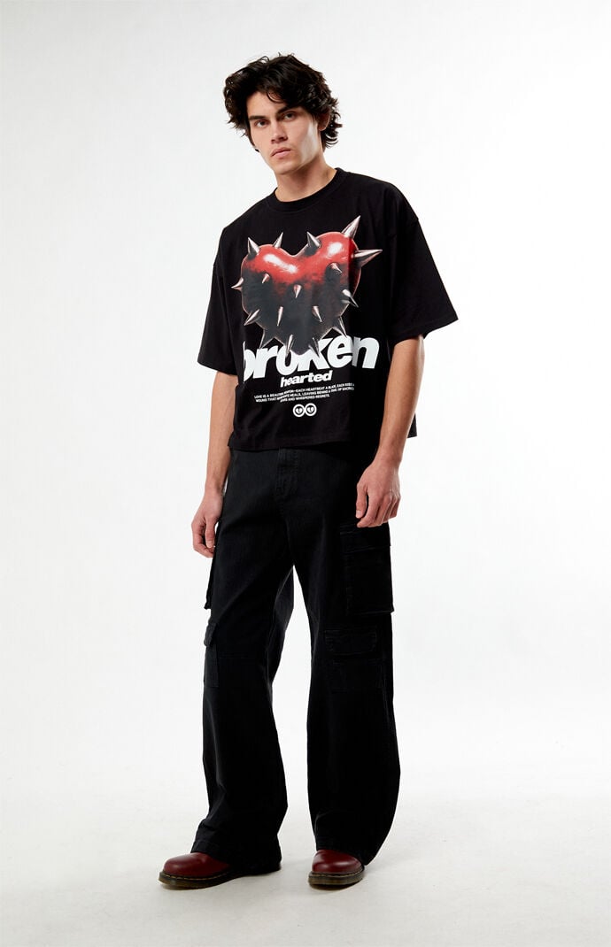 Pacsun Broken Hearted Cropped Boxy T-Shirt