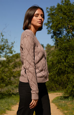 Mauve Cable Knit Cardigan image number 2