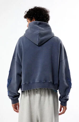 Blue&nbsp;Void Raw Applique Cropped Hoodie image number 4