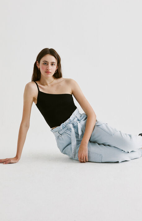 One Shoulder Sweater Tank Top