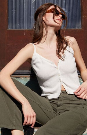 White V-Neck Tank Top image number 1